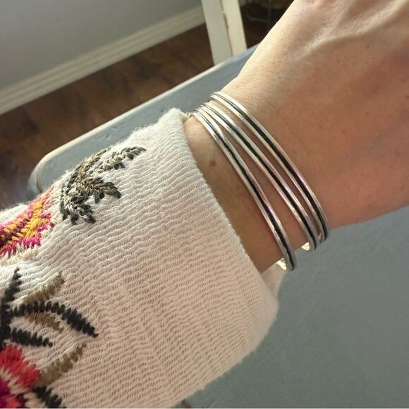Sterling Silver 3 Bangle Bracelets - Picture 3 of 13